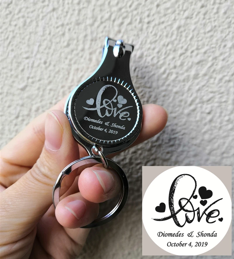 100 Personalized Wedding Favors for Guests - Multifunctional Wine Opener, Keychain, and Nail Clippers image 2
