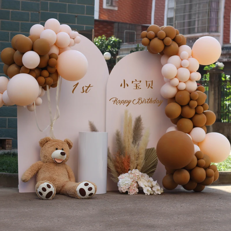 

1Set Pastel Double Skin Brown Latex Balloons Garland Arch Kits Wedding 1st Birthday decor babi shower Party Background Baloons