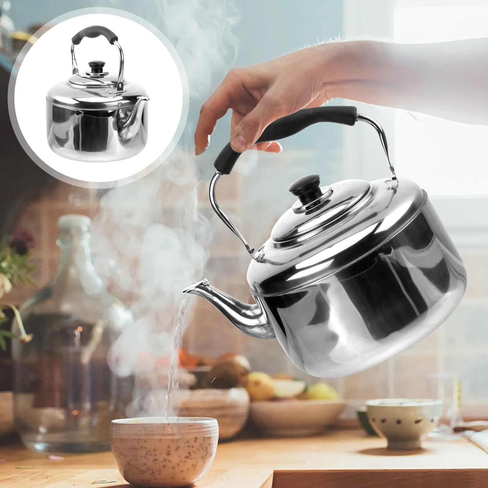 

Большой чайник из нержавеющей стали, л