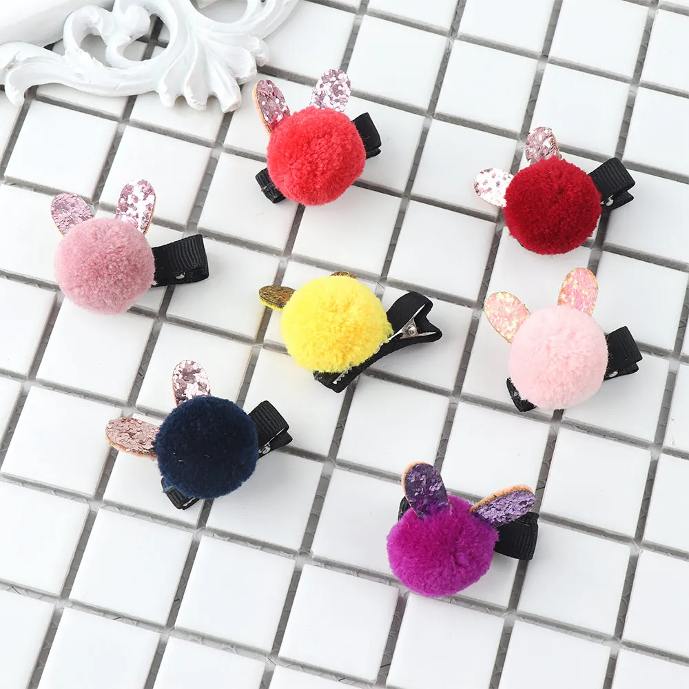 Милые заколки для волос в форме кроличьих ушей девочек детские с шерстяным