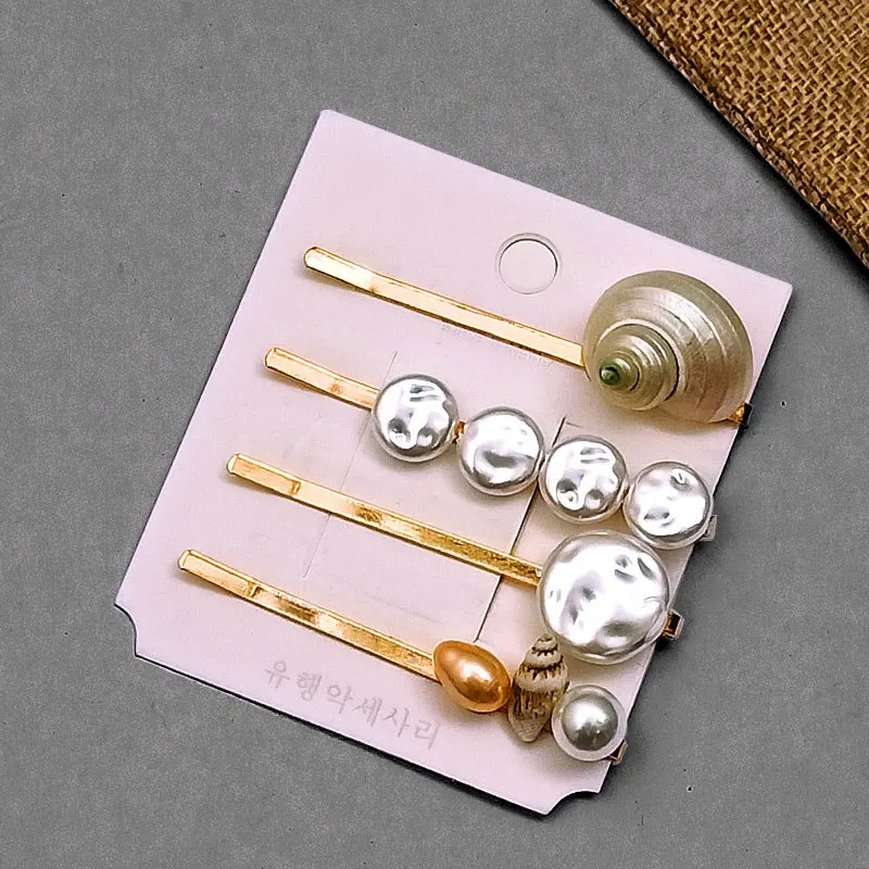 4 шт. заколки для волос с жемчужинами в виде ракушек морской звезды девочек