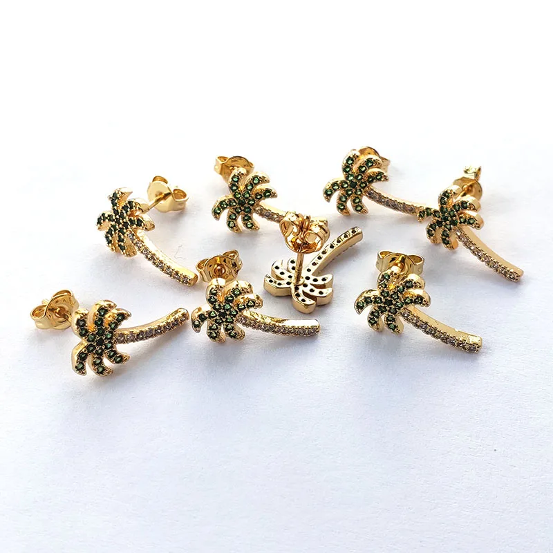 

6 пар, серьги-гвоздики в виде кокосового дерева