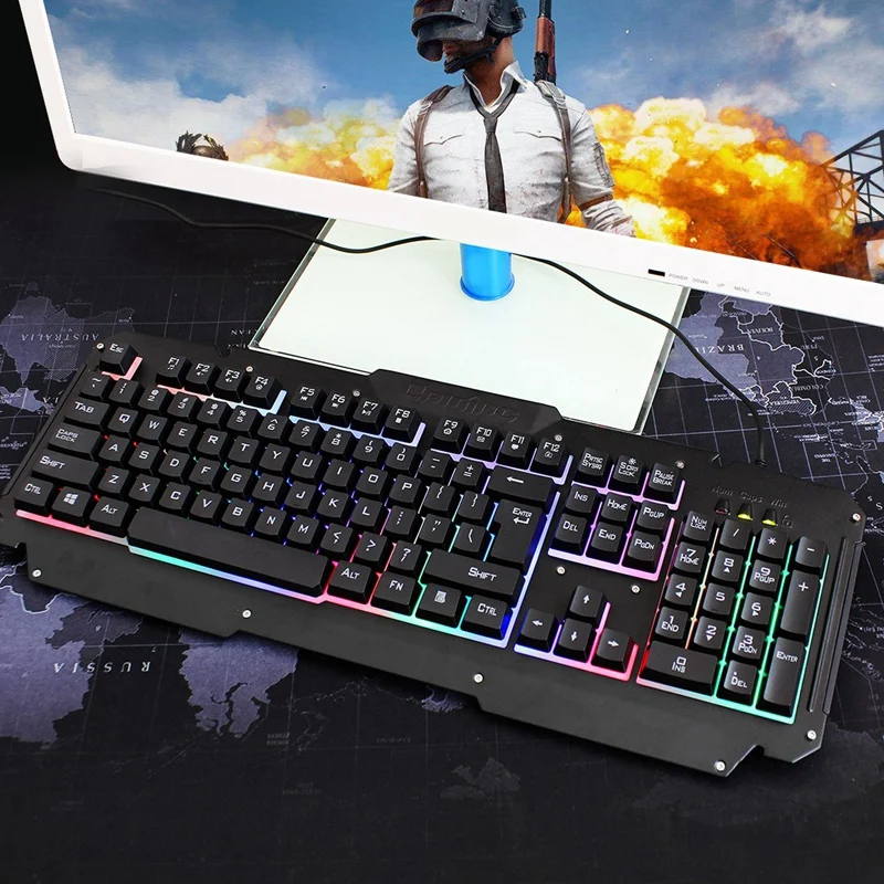 Многоцветная Радужная светодиодная подсветка Механическая Usb Проводная игровая