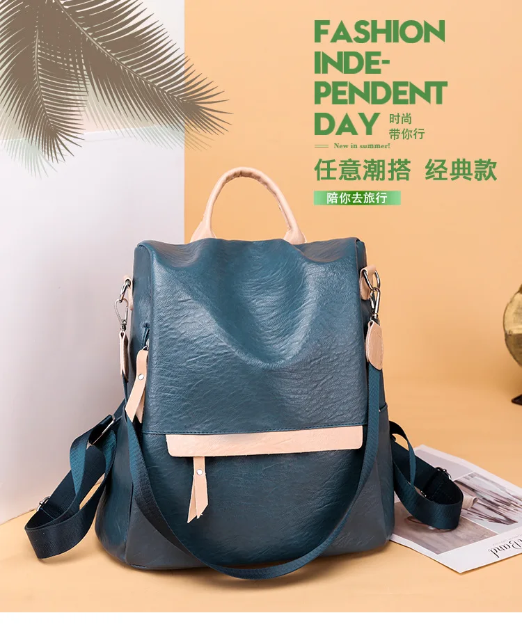 

Online Celebrity Backpack wei di si Western Style Casual Backpack Hide Substance Women's British-Style Retro