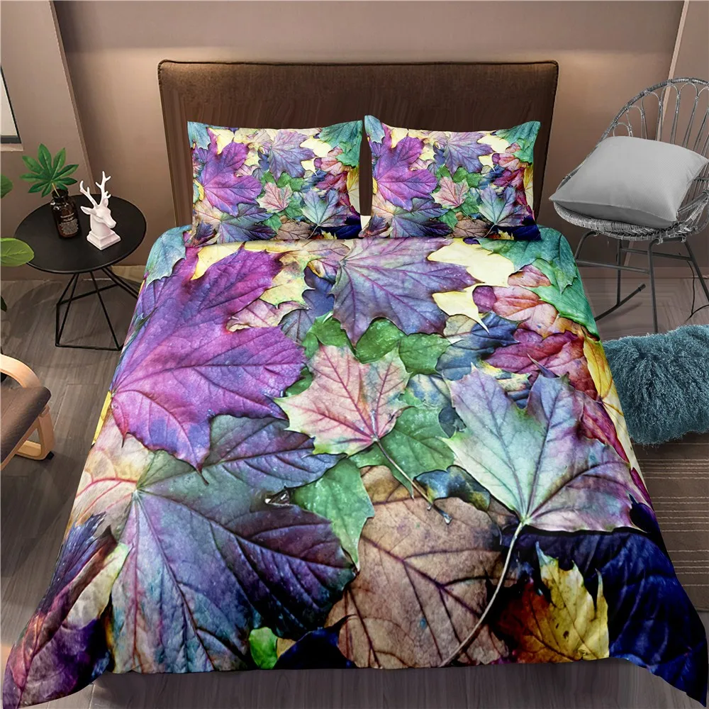 

Набор цветных пододеяльников для кровати, 2/3 шт., разноцветные осенние пододеяльники с 3D-принтом, пододеяльник для односпальной кровати