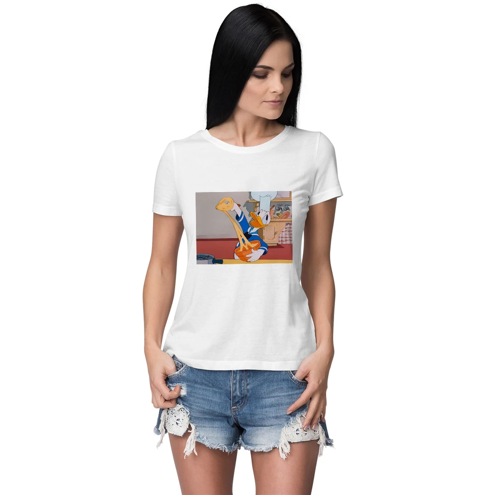 

Disney Exquisite T shirts Hot Selling Creative Shirts "Don"Donald Fauntleroy Duck Letter Printed Aesthetic Loose Tee Hipster