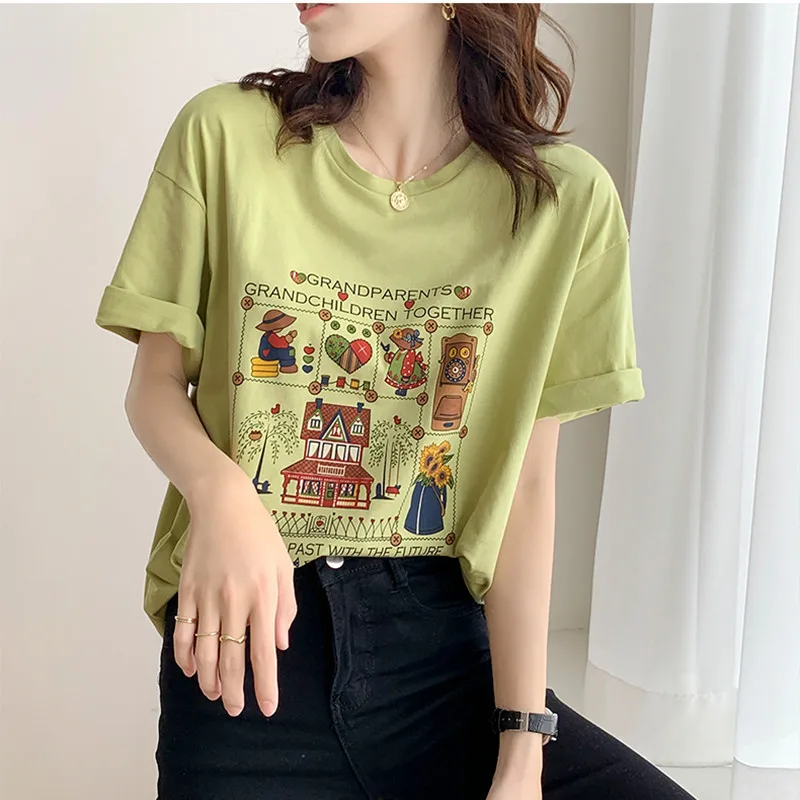 

Летняя женская хлопковая шикарная модная новинка 2021, однотонная Повседневная Универсальная женская футболка Hzirip с круглым вырезом и попул...