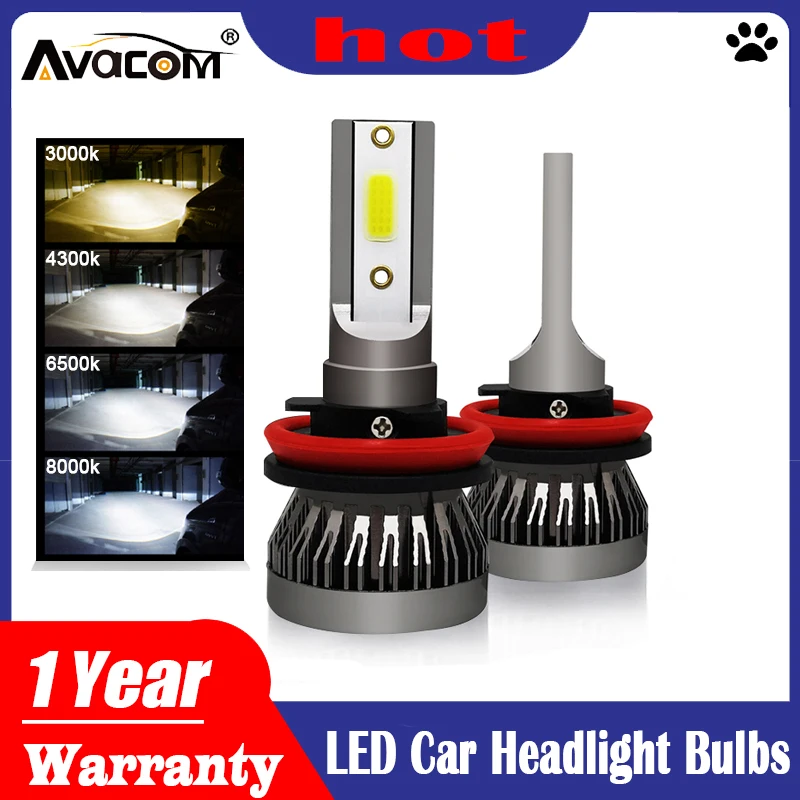 AVACOM 8000K 4300K H7 светодиодный H4 фар автомобиля лампы H1 H8 H9 H11 9005 HB3 9006 HB4 12V 8000LM авто фары