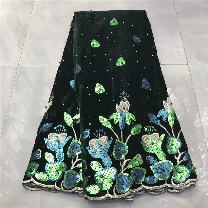 

African Velvet Lace Fabric With Sequins/stones orange Nigerian French Lace Fabrics 2020 High Quality Sequined For Wedding Dress