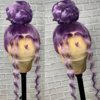 purple loose wave wavy human hair lace front preplucked loose wave lace frontal virgin human hairwig 180 density