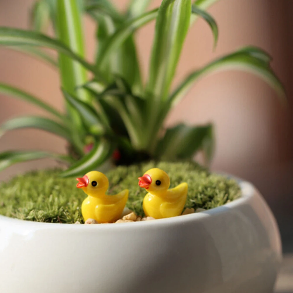 

6Pcs/set Dollhouse Miniature Fairy Garden Mini Cute Little Yellow Duck Resin Crafts For Home Plants Decoration