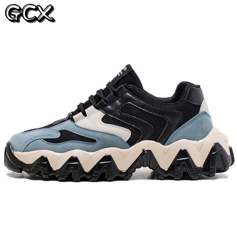 

New Men Chunky Sneakers Platform Men Causal Shoes Breathable Mesh Lace-up Male Tenis Footwear Height Increasing Retro Man Shoes