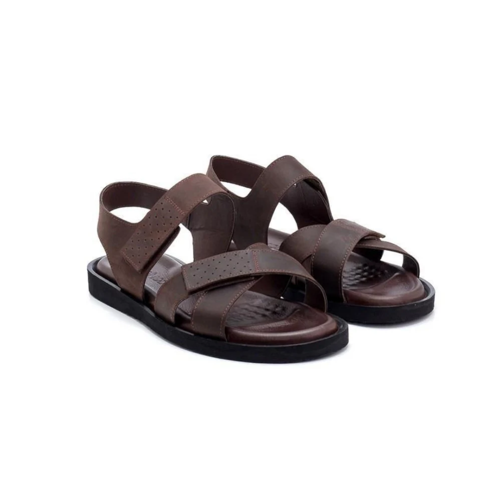 

Men Nubuck Banded Sandal Genuine Leather Outdoor Walking Breathable High Quality Laceups Slipons Sneakers Luxury Brown