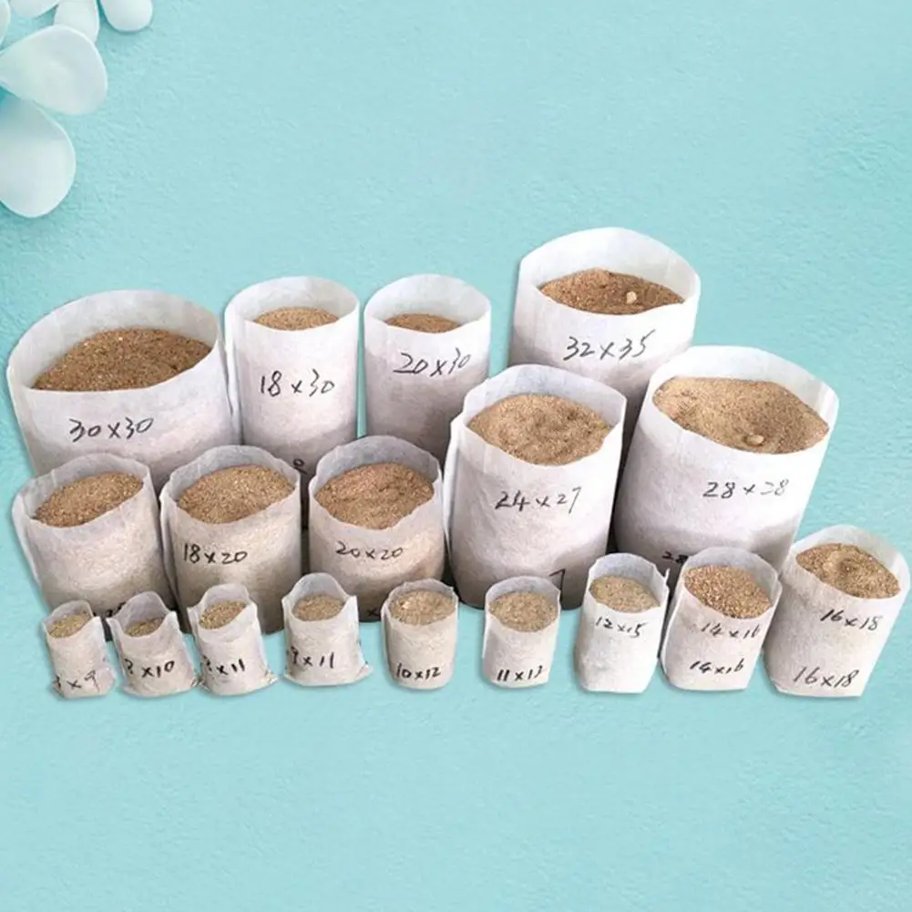 

100Pcs Nursery Bag Eco-friendly High Plant Survival Rate Portable Transplant Grow Pouch for Flowers Garden Supplies 2021