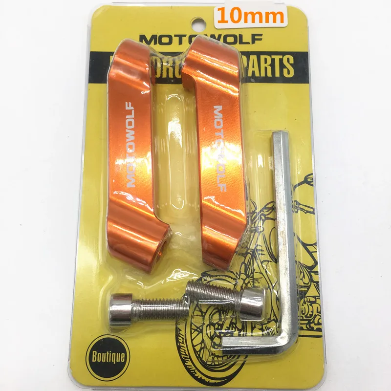 10 mm 1 pair orange Мотоцикл Зеркало заднего вида длинная Подставка Кронштейн держатель Универсальный 8/10 мм Мотоцикл заднего вида дополнение к зеркалу кронштейн держатель - Цвет: 10 mm 1 pair orange