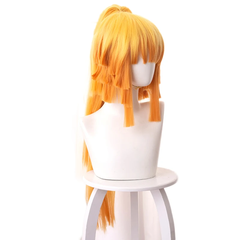 

Demon Slayer Kimetsu no Yaiba Agatsuma Zenitsu Women Ponytail Long Wig Cosplay Costume Heat Resistant Synthetic Hair Wigs