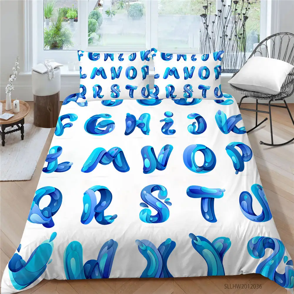 

3D Letters Bedding Set Queen Size Simple Fashion Duvet Cover For Children King Double Twin Full Single Comfortable Bed Set