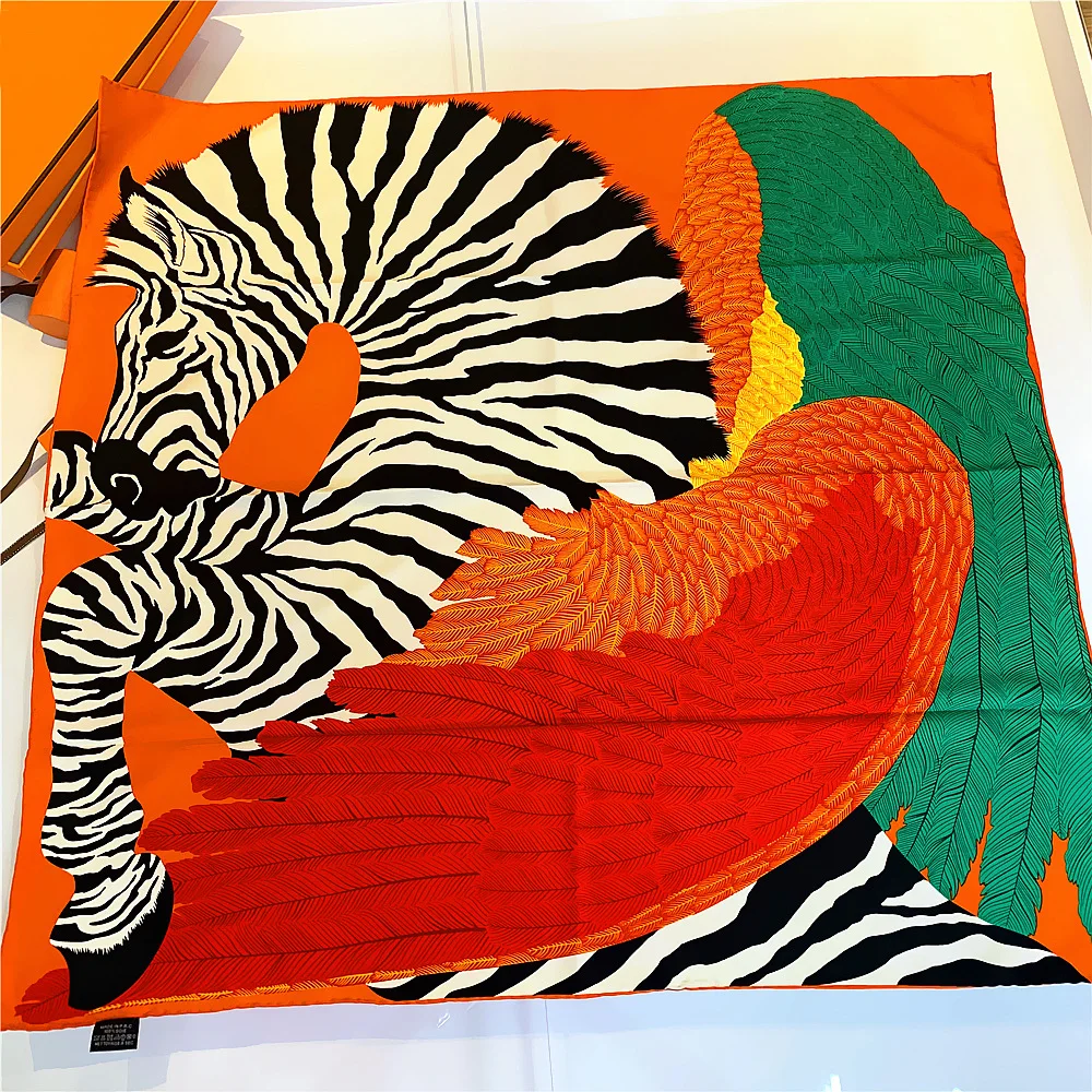 Роскошный дизайн Крылатая лошадь квадратный шелковый шарф шаль хиджаб для