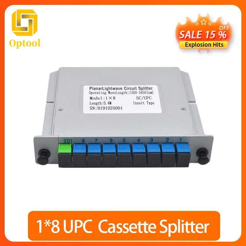 

10 шт./лот SC UPC 1X8 волоконно-оптическая коробка для кассеты, Оптическая муфта SC UPC PLC 1X8 волоконно-оптический разветвитель, распределитель луча