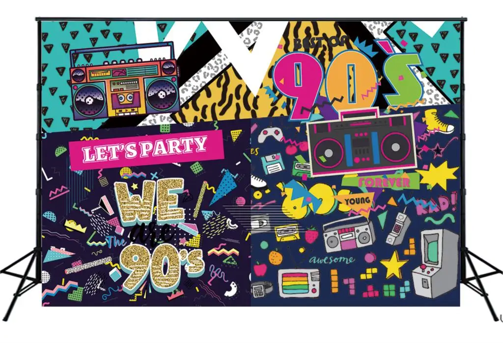 90s тематический фон в стиле хип хоп рок музыки с изображением граффити на стене