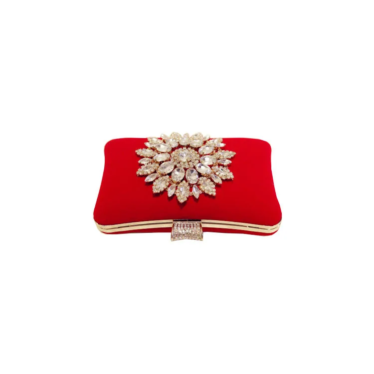 

Red Clutch Purse Women Flap Evening Bag Crystal Diamond Wedding Purse Handbag Exquisite Chain Shoulder Bags
