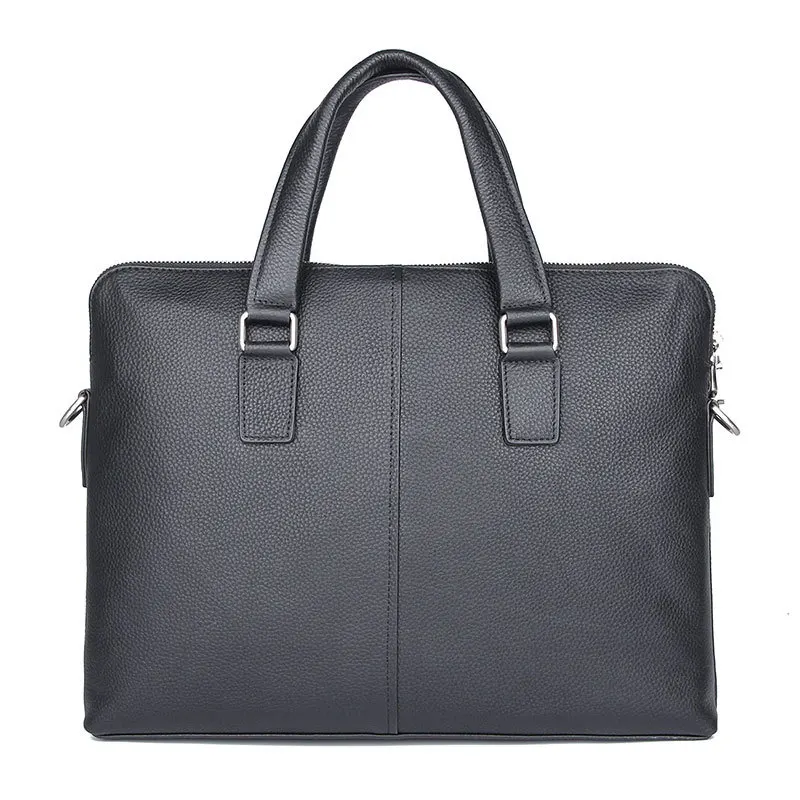 Nesitu Highend Black Chocolate Blue Genuine Leather 14'' Laptop Office Men's Briefcase Business Messenger Bag A4 Portfolio M7412