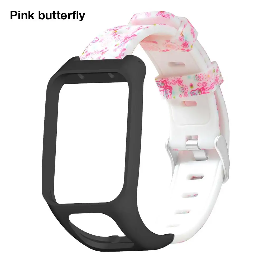 Pink butterfly Многоцветный силиконовый сменный Браслет для часов Ремешок для TomTom Runner 3 TOMTOM Adventurer Smart Watch Band - Цвет ремешка: Pink butterfly