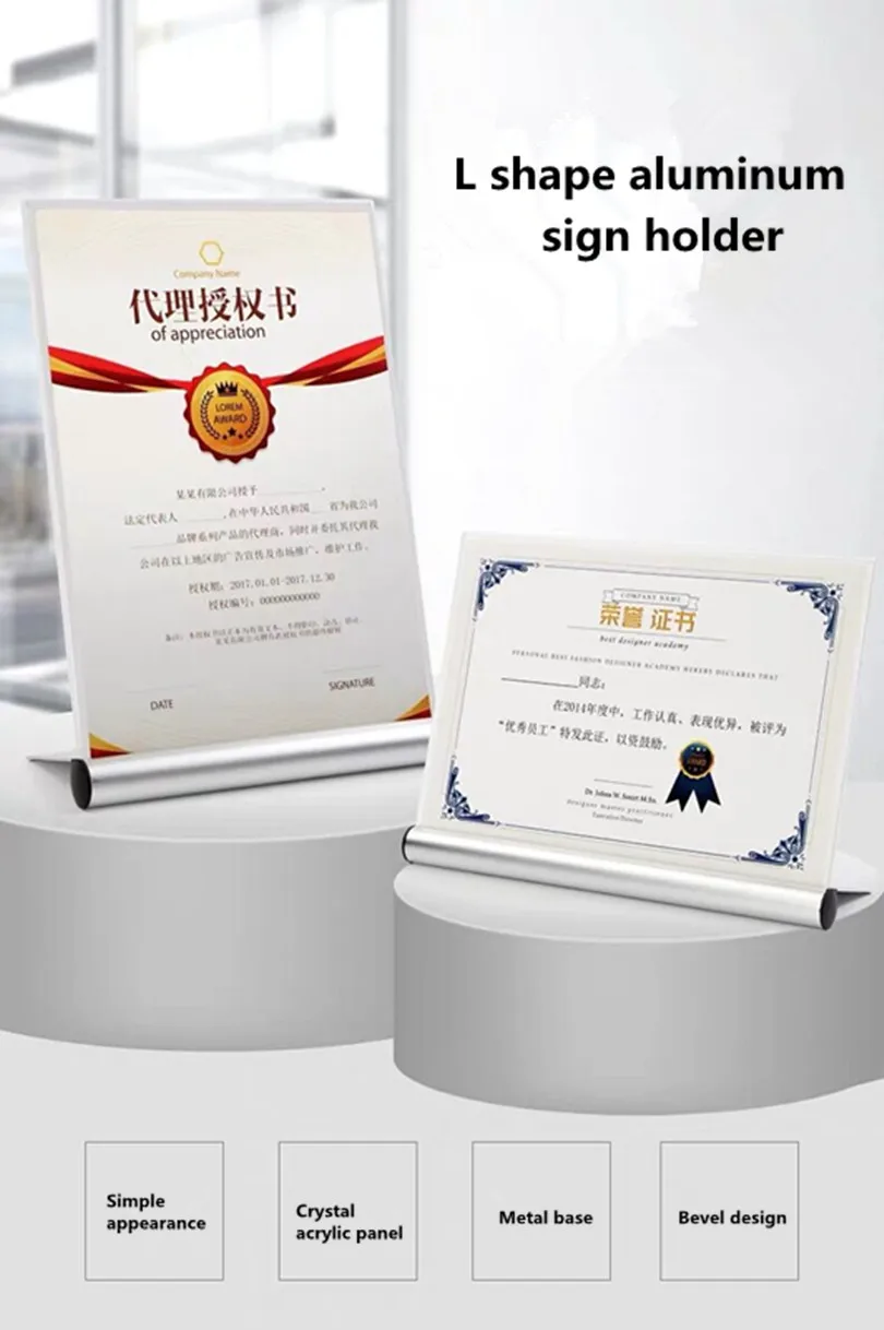 A6 столика палатки and sign acrylic menu holdersclear держатель знака с alumnum база акриловая фоторамка