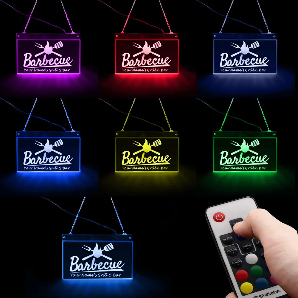 Светодиодный неоновый светильник для магазина барбекю вывеска с именем под