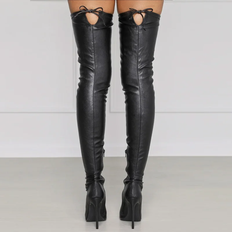 2023 Black Thigh High Boots Women Shoes Sexy High Heels Side Zip Women's Over-the-knee Boots Pointed Toe Knee High Boots