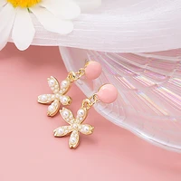 origin summer fashion little daisy daisy earring for women girls gold color metal simulation pearl pink circle earring jewelry