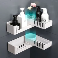 Bathroom Corner Shower Shelf Rack With Hook Wall Mounted For Shower Shampoo Organize Rotatable Self Adhesive Kitchen Storage