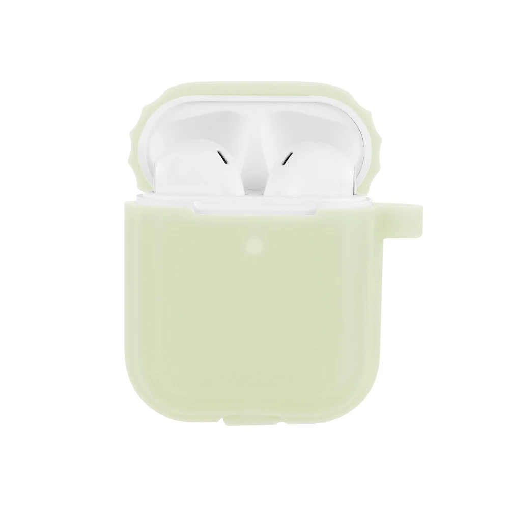 Зеленый Светящийся силиконовый чехол для Air Pods, защитная крышка для наушников, чехол для Airpods, противоударный чехол, защита от потери - Цвет: Зеленый