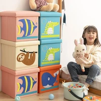 cartoon embroidered leather storage box kindergarten childrens toy storage stool dormitory books clothing storage box