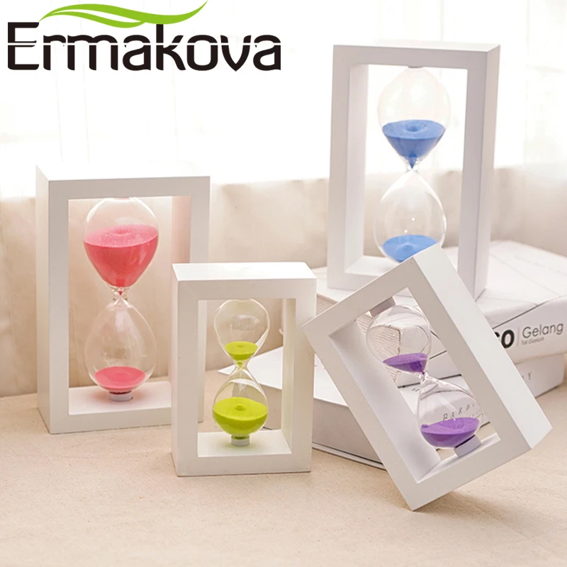

ERMAKOVA 45 Minutes White Wooden Sand Timer Sandglass Hourglass Sand Clock Timer Clock Kitchen,Office,Schoolwork Child Gift