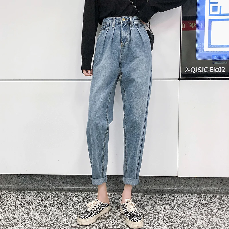 2020 Women's Jeans Mom High Waist Jean Pants Ropa Mujer Female Clothes Regular Solid Loose Pencil Trousers P9323 | Женская одежда