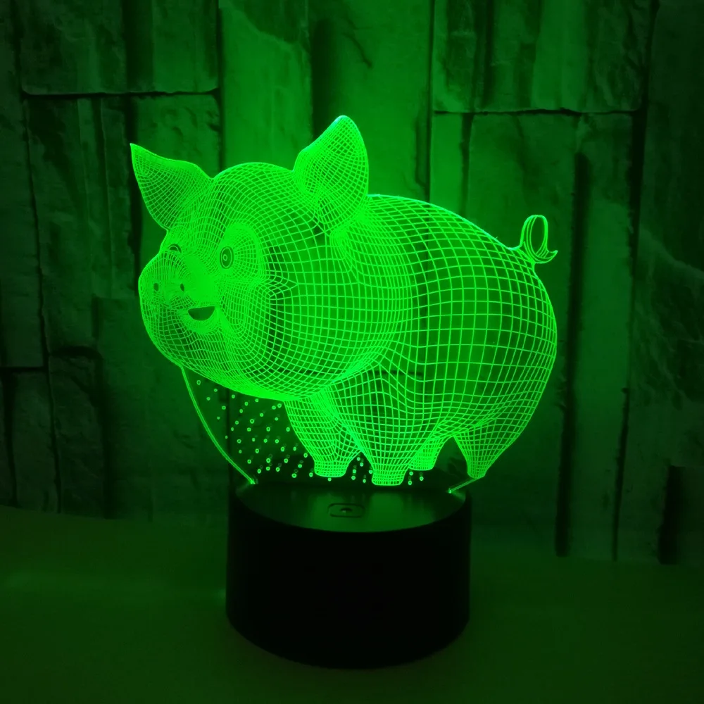 Настольная светодиодная 3d лампа для моделирования милая свинка с градиентом