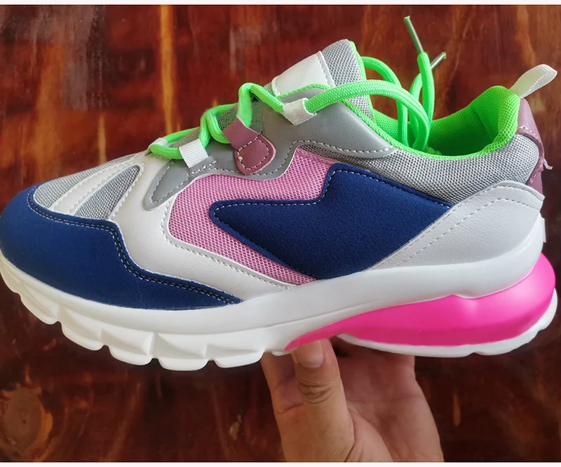 

2020 Women's Sneakers Woman Mixed Colors Flat Platform Shoes Women Lace Up Vulcanized Female Tennis Breathable Big Size 43