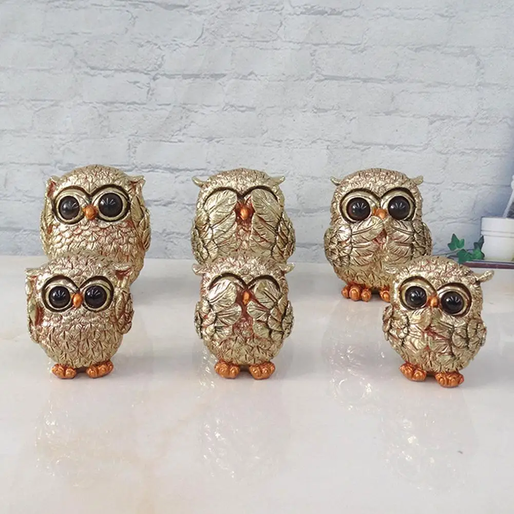 

Owl Statue Resin Desktop Exquisite Mini Owl Sculpture Decorative Figurines Animal Statues Home Living Room Decoration Gifts