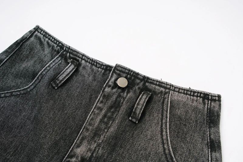 

[EAM] High Waist Gray Blue Denim Side Slit Long Casual Half-body Skirt Women Fashion Tide New Spring Summer 2021 1DE0503