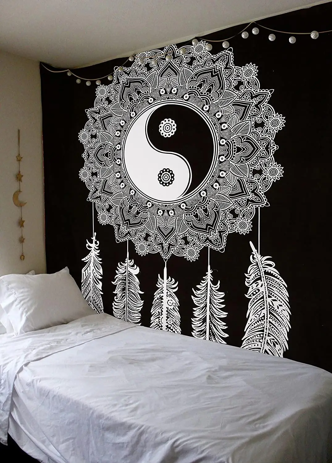 Индийская МАНДАЛА ГОБЕЛЕН настенная кружевная ткань женская ночь небо гобелен с