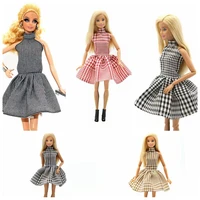 high neck houndstooth plaided dress for barbie doll clothes vestidoes dancing costume outfits 16 bjd dolls accessories diy toys