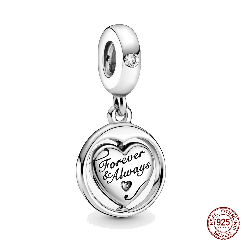 Newest European 925 Sterling Silver Beads Spinning Forever Always Soulmate Dangle Charms Fit Original Pandora Bracelet DIY Jewel