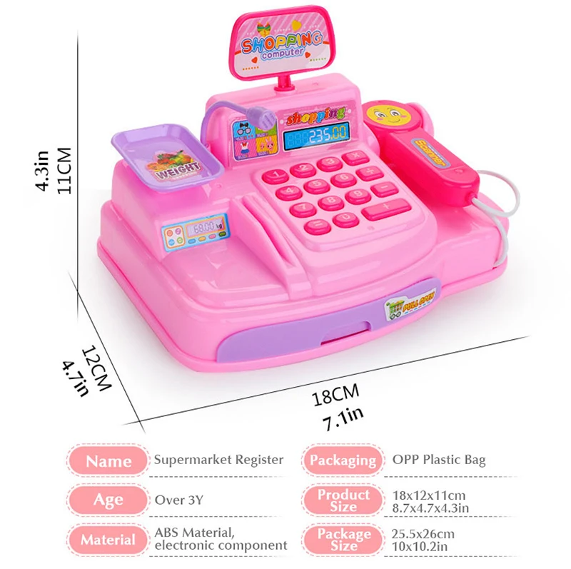Детский сверкающий игрушечный симулятор супермаркета игрушка-касса детский