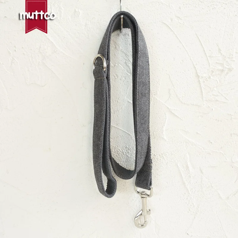 

MUTTCO unique design fashionable bow tie handmade dog leash GRAY SUIT dog leash 5 sizes UDL120