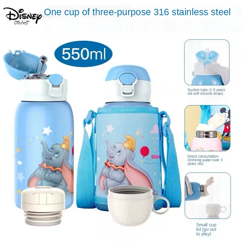 Disney Children's Insulation Water Cup 316 Stainless Steel Silicone Color Changing Thermometric Straw Cup Keeps custom made