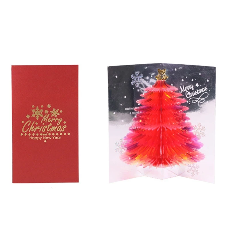 

3D Pop-Up Christmas Greeting Cards Tree Handmade Holiday Card with Envelope for Xmas New Year