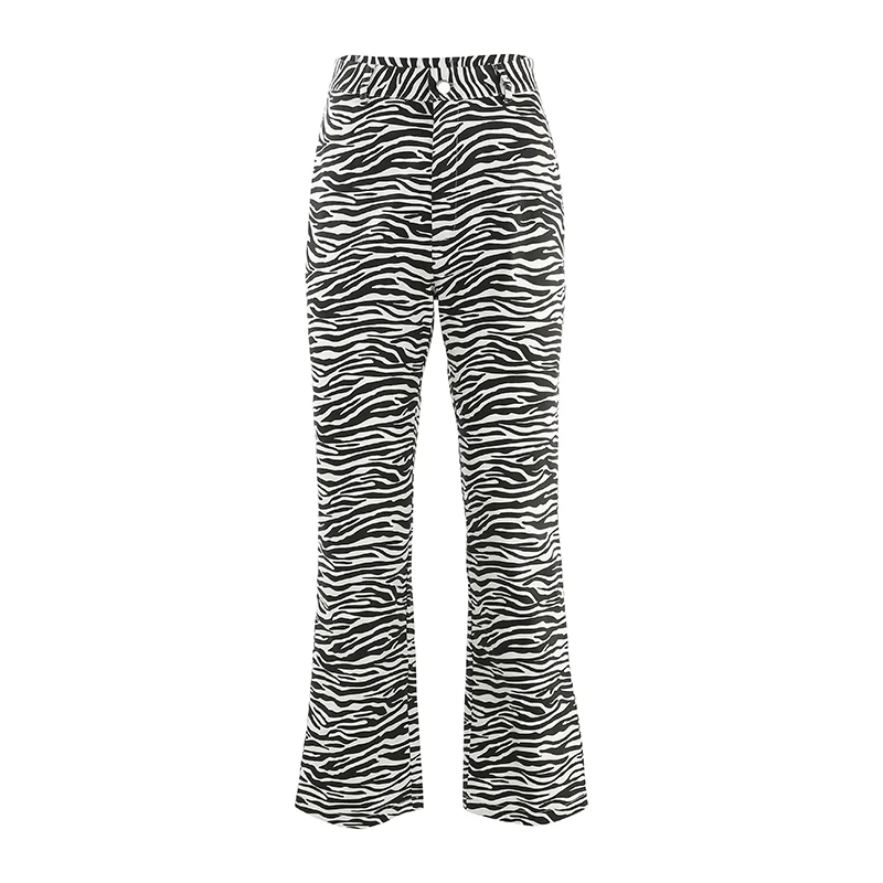 

Zebra Animal Print Elegant Pants Capris Harajuku High Waist Trousers Ladies Casual Office Pants Women Streetwear 2021