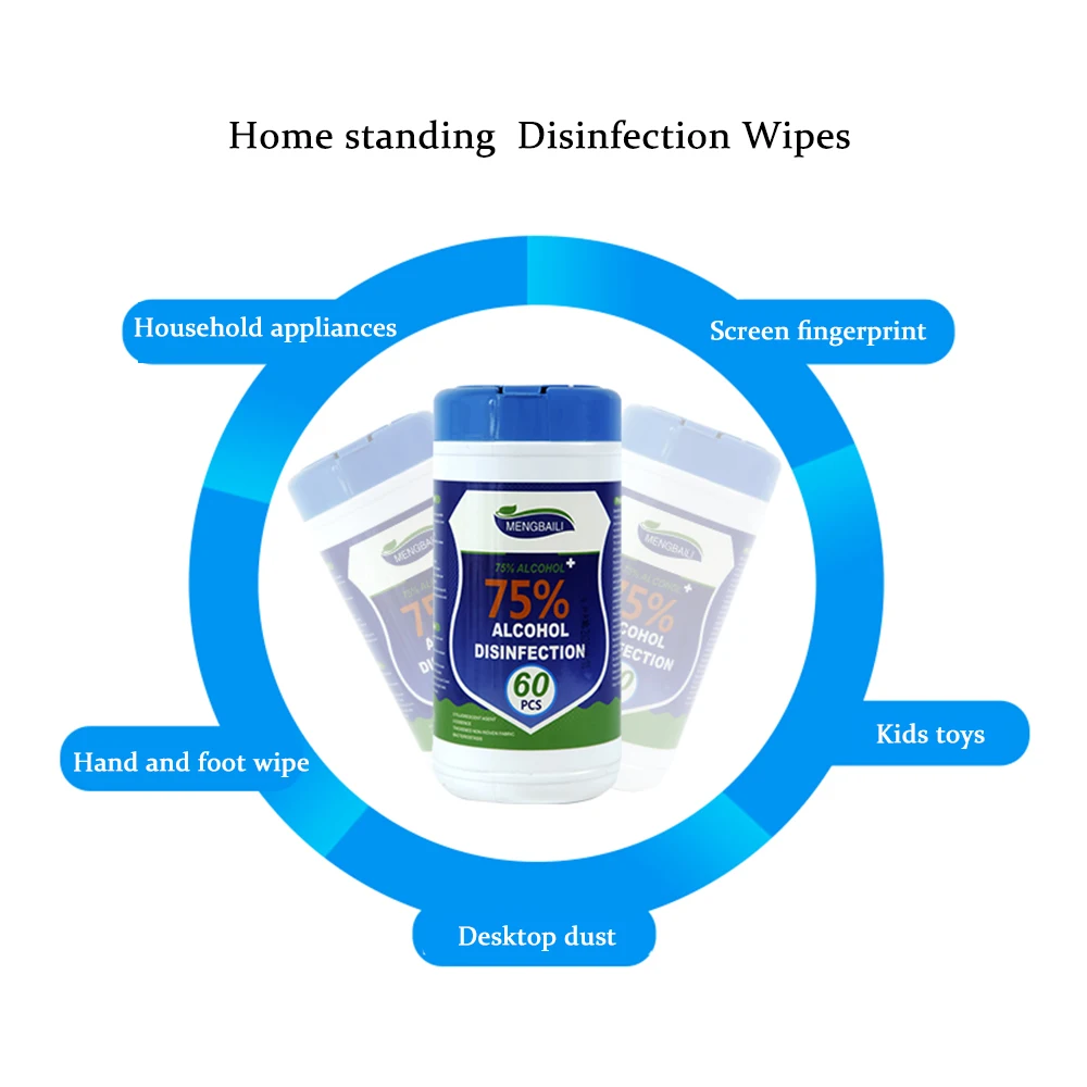 

60pcs 75% Alcohol Wipes Portable Box Disposable Antibacterial Wet Tissue Cleaning Disinfection Wipes Home Car Disinfection Wipes