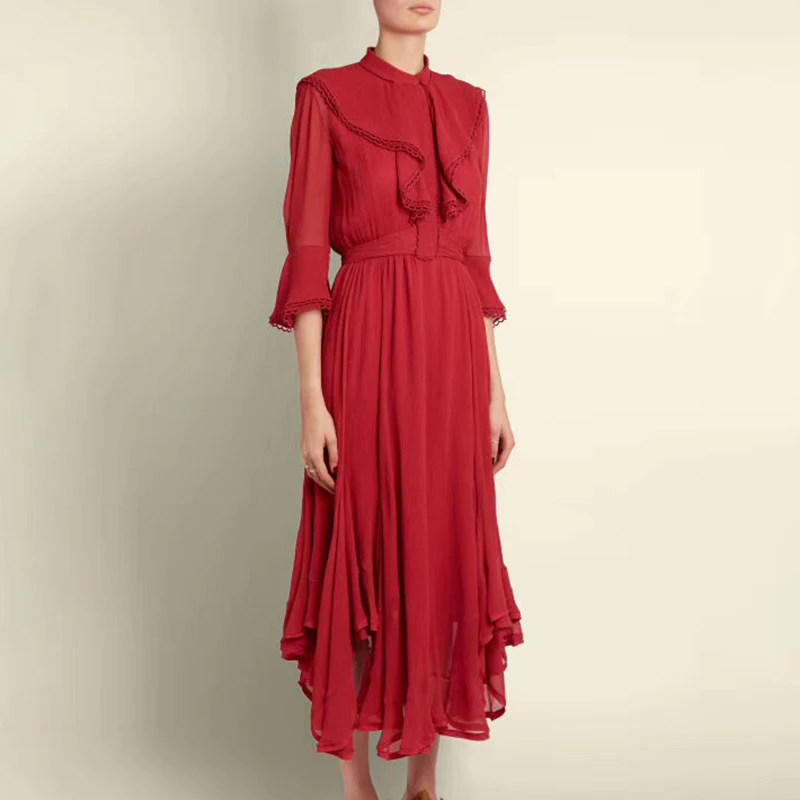 Женское шифоновое платье-миди TWOTWINSTYLE летнее платье с рукавом три четверти и